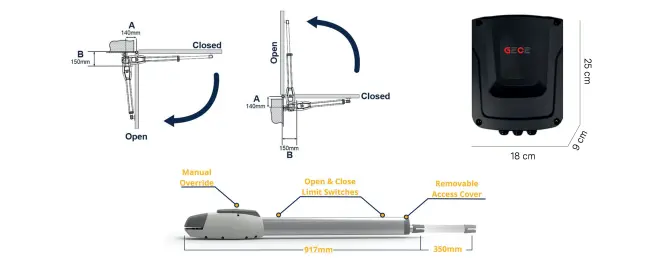 GECE Swing Arm Dimensions